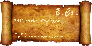 Bánszki Csongor névjegykártya